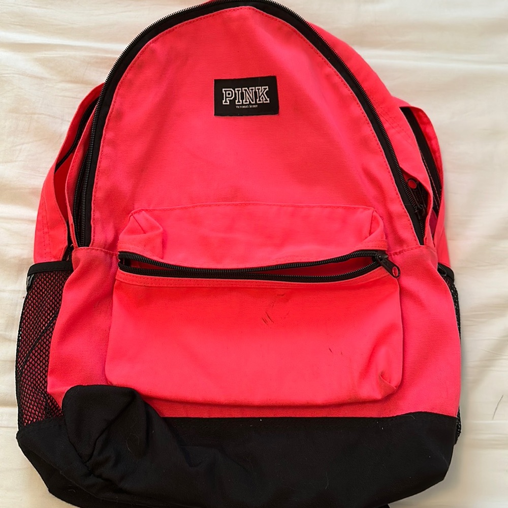 Pink brand backpack